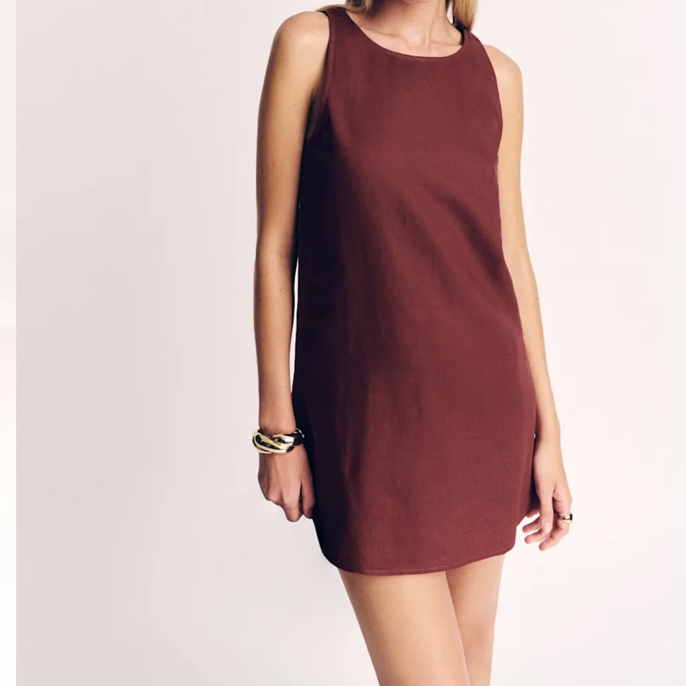 Reformation Rich Brown Sleeveless Mini Dress